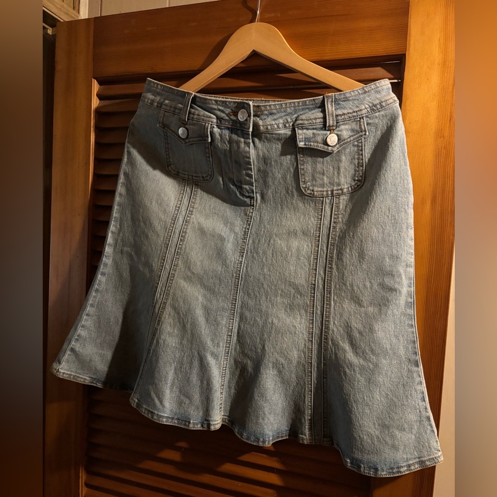CAbi Asymmetrical Denim Skirt - Blue